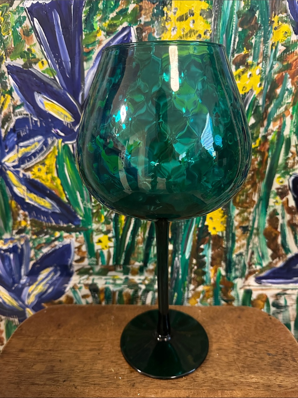 Peacock Teal Vintage Empoli Italian Brandy Snifter/Vase
